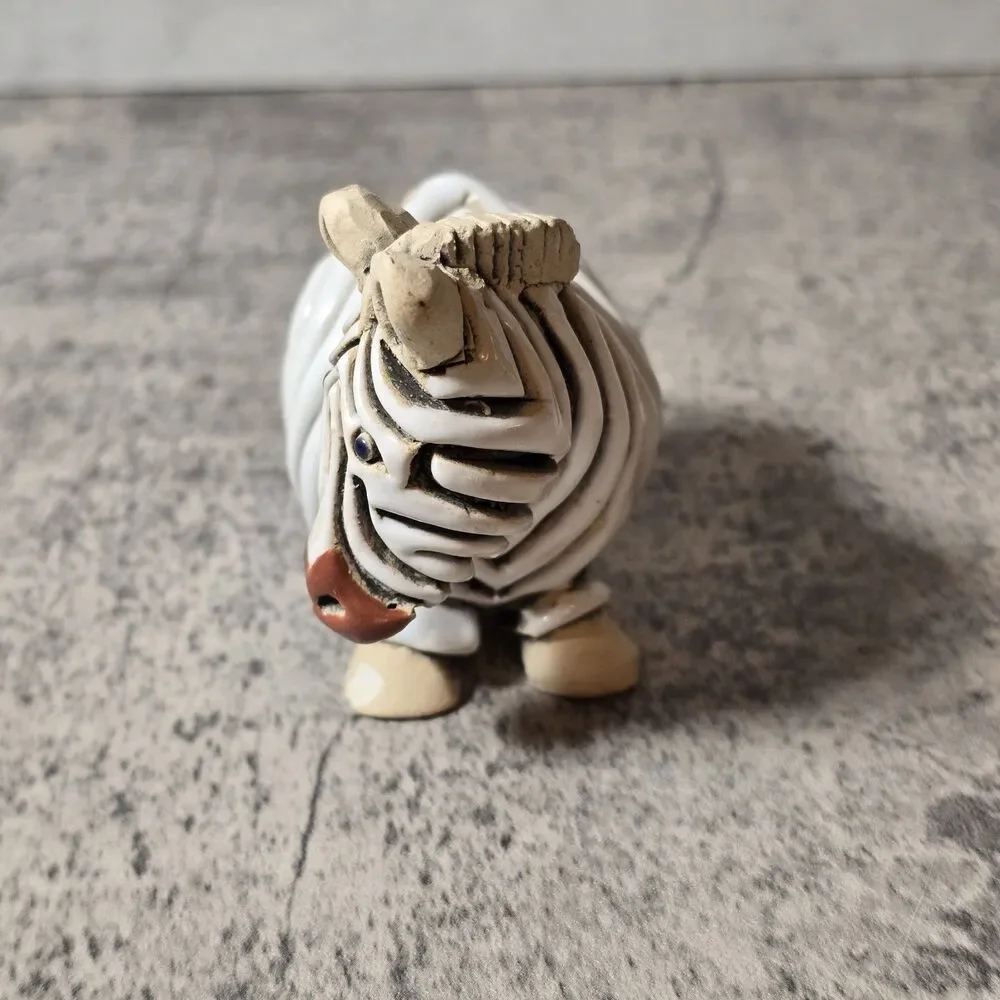 Vintage Artesania Rinconada Zebra Figurine Handmade Uruguay Retired Kitsch